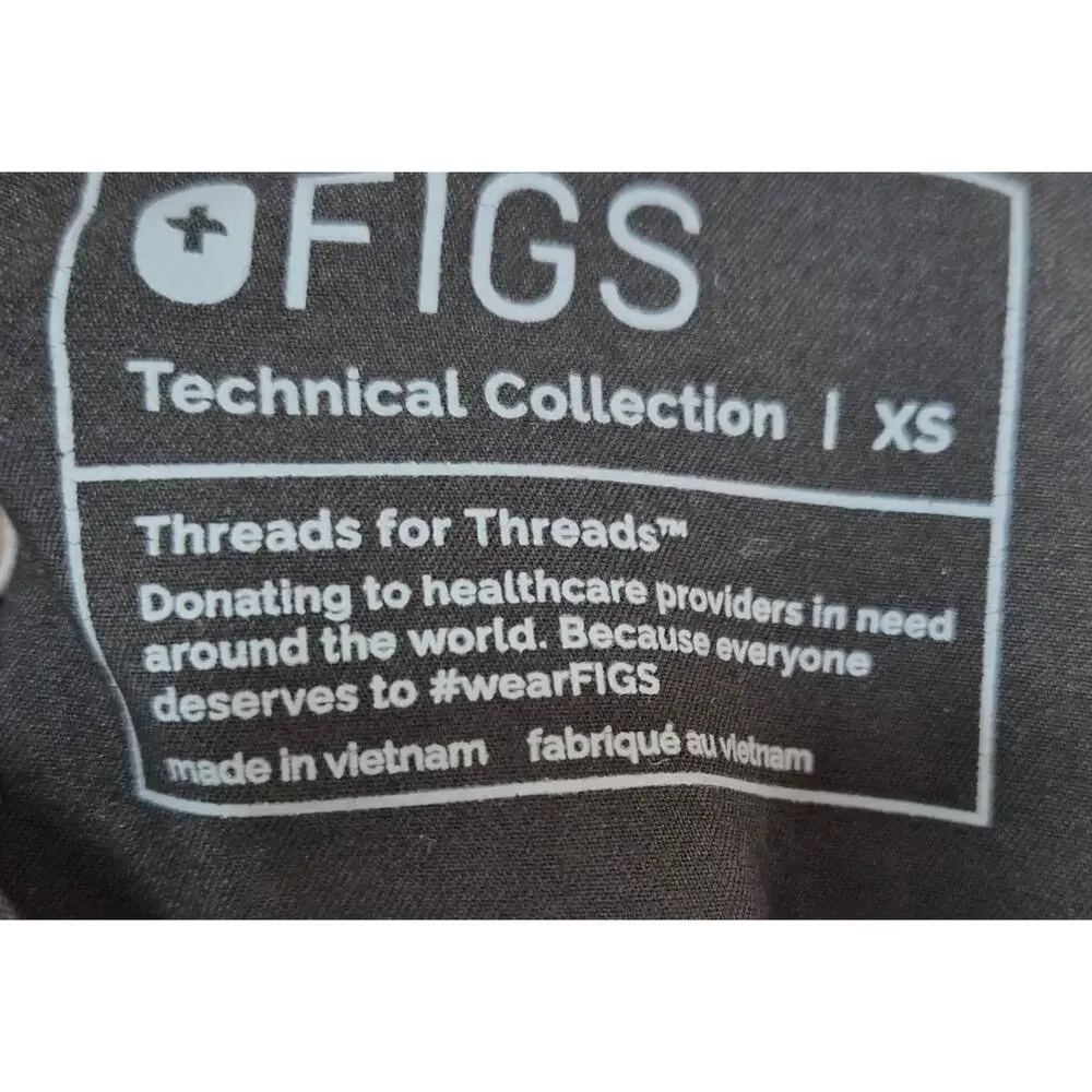 FIGS Technical Collection Black Scrub Set XS Top XS/S Small Jogger Pants pockets - Picture 6 of 6